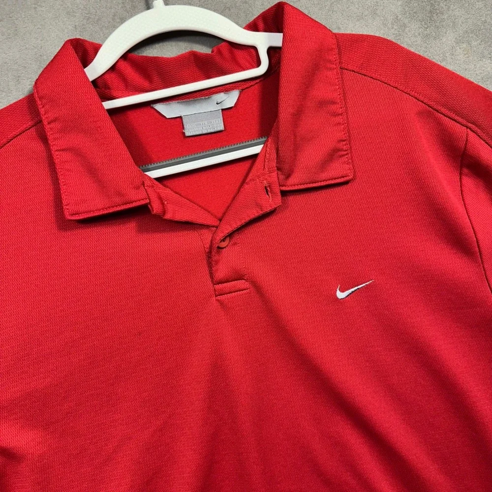 Nike Polo Shirt Mens XL Red Short Sleeve Swoosh Logo Golf Athletic Excellent